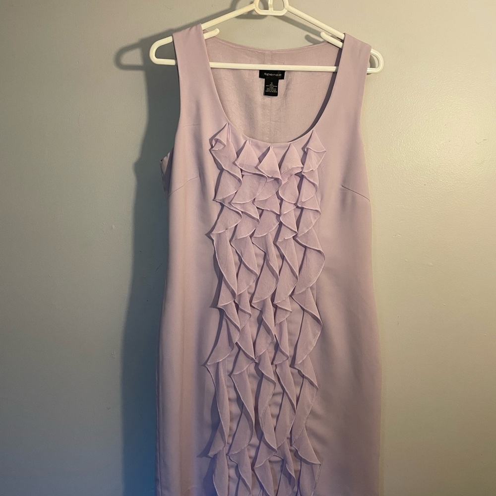 Spense Pink and Purple Ruffled Sheath Mini Dress